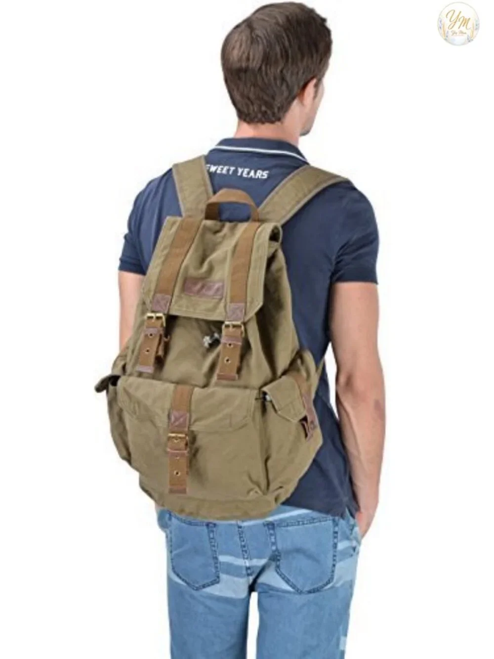 Thick Canvas Backpack 17 Inch Laptop Casual Daypack Rucksack